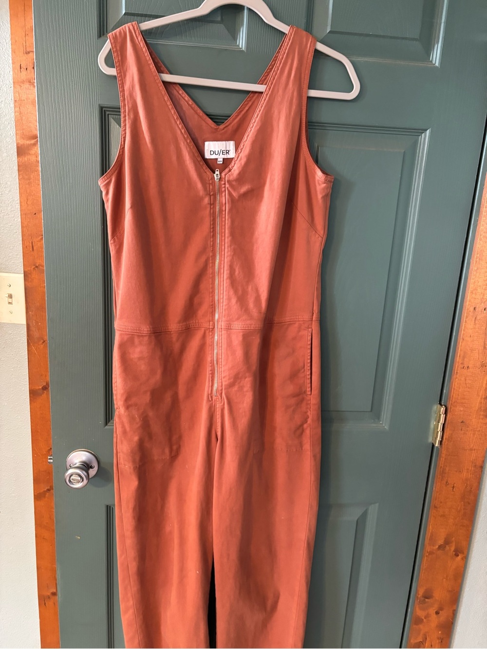 DU/ER Rust Sleeveless Zip-Front Jumpsuit